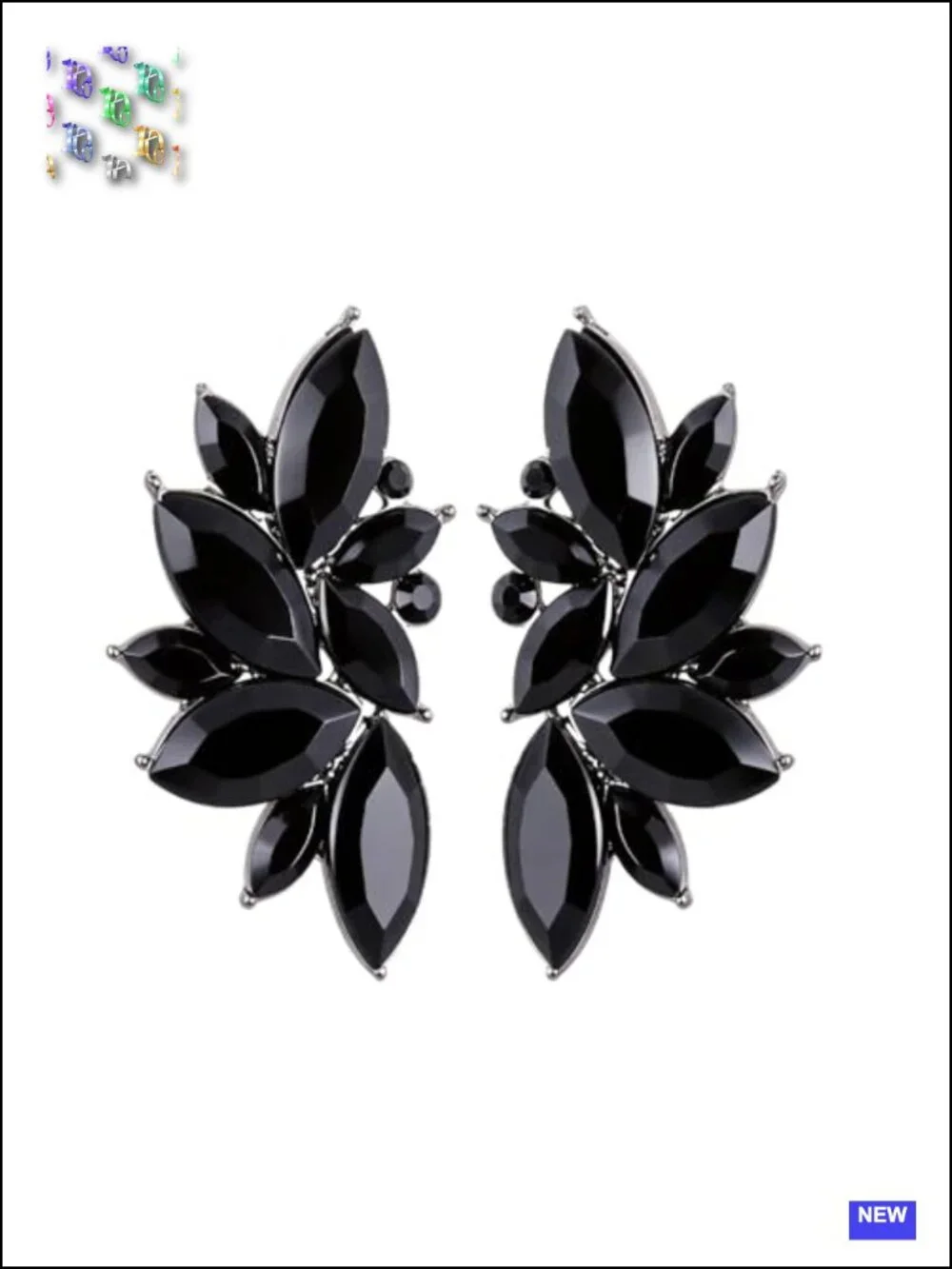 Black Rhinestone Dangle Earrings Fashion Statement Chandelier Drop Earrings for